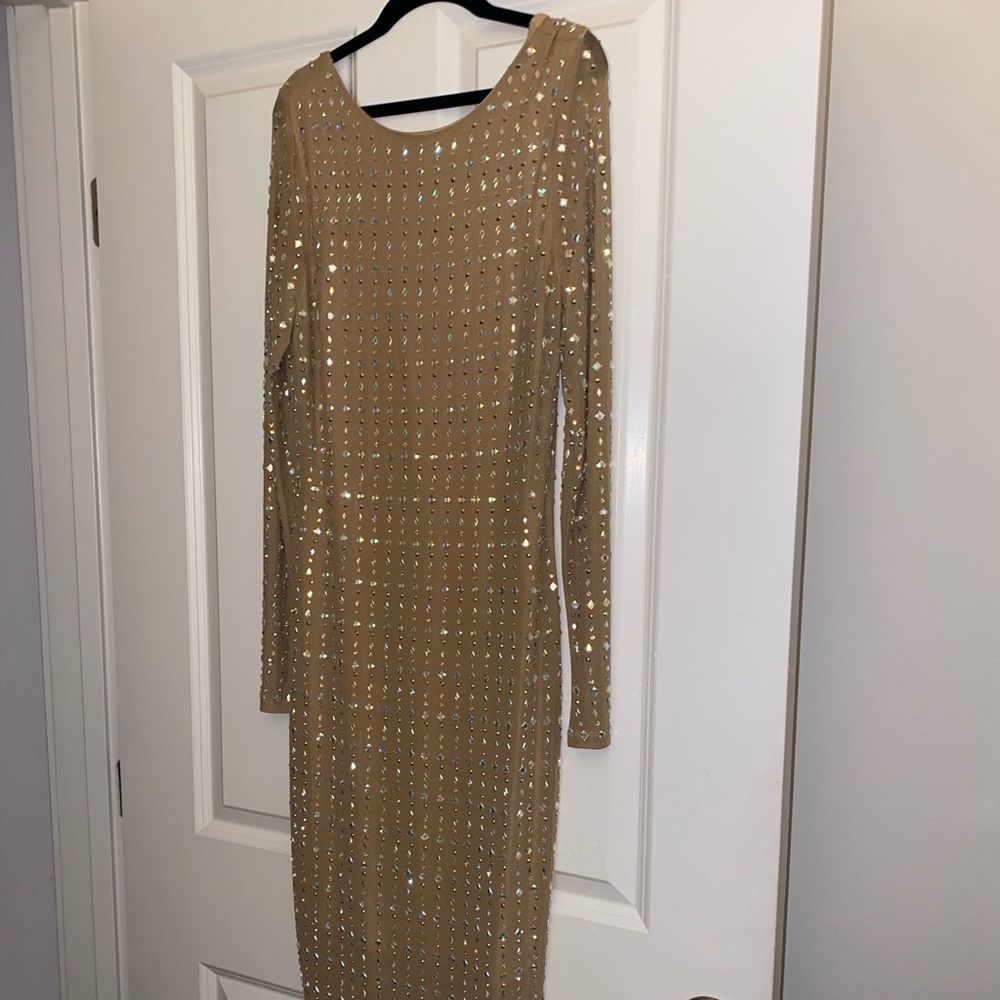 Fashion Nova Jeweled Long Sleeve Dress